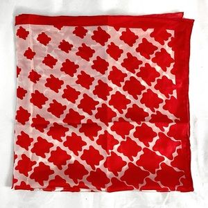 100% silk red and white square scarf